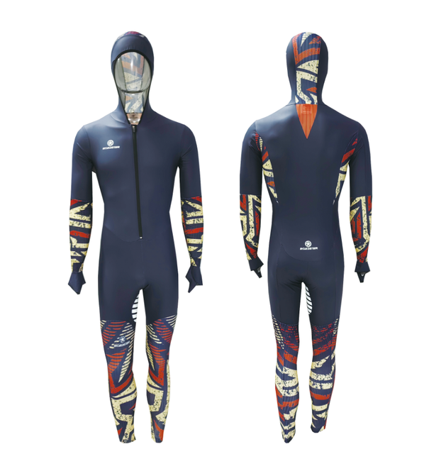 Navy Gummist&eacute;cker laang Streck Speed ​​Skating Suit